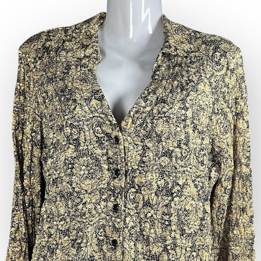 NWT Women's Woven Gold Snake Overlay Black Lining Collar Button Mob Wife Texture - Picture 3 of 14